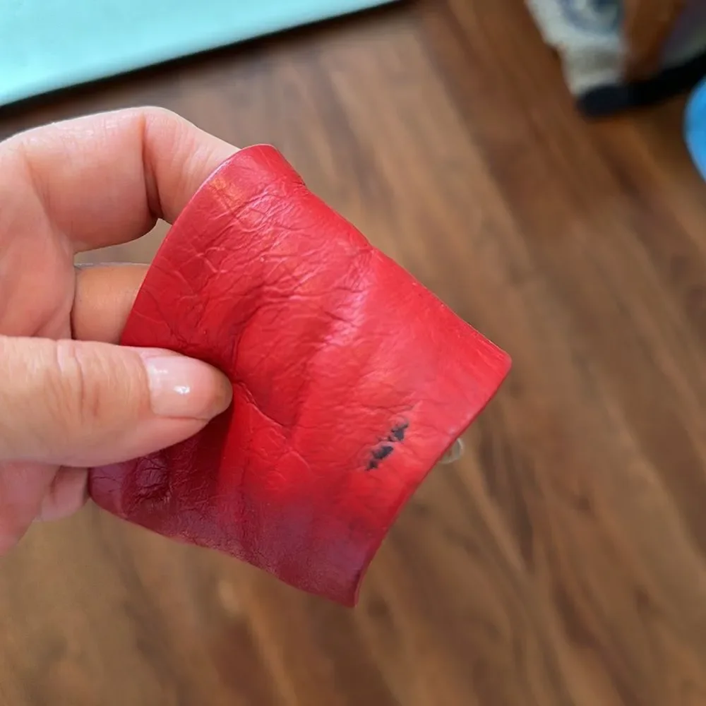 Vintage 80s‎ red leather belt -Small